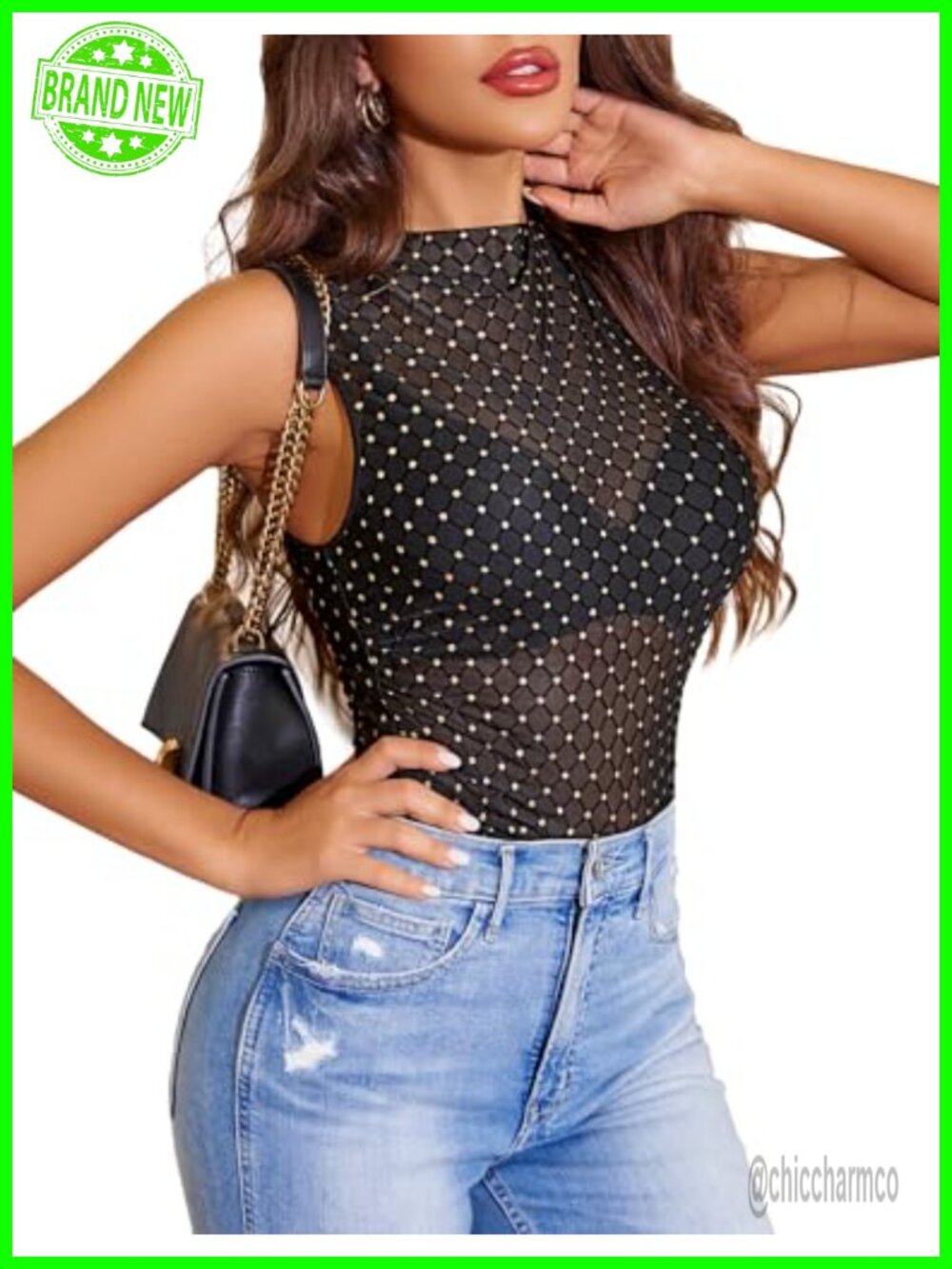 Women Mesh Bodysuit Sleeveless Ruched Mock Neck Snap Closure Y2K Top